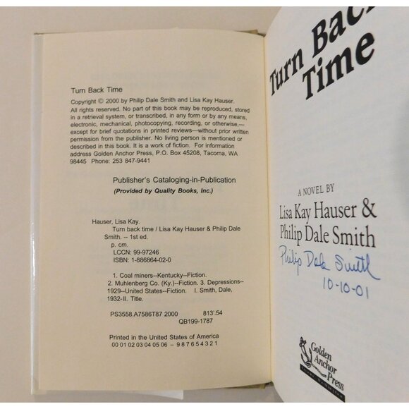 Turn Back Time Lisa Kay Hauser & Philip Dale Smith Signed 2000 Hardcover Jacket - Picture 6 of 6